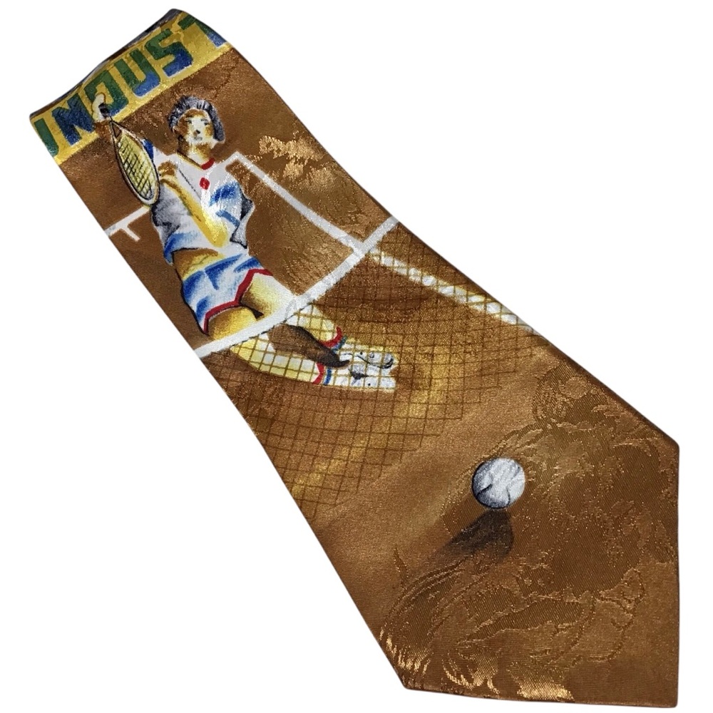 Studio 890 Tennis Player Tie Polyester Man Abstract Crowd Ball Tied Game NY
